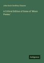 John Koch Geoffrey Chaucer: A Critical Edition of Some of 'Minor Poems.', Buch