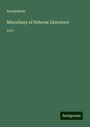 Anonymous: Miscellany of Hebrew Literature, Buch