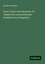 Bernát Alexander: Kant's Lehre vom Erkennen, IV. Capitel: Die transcendentale Deduktion der Kategorien, Buch