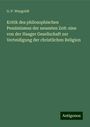 G. P. Weygoldt: Kritik des philosophischen Pessimismus der neuesten Zeit: eine von der Haager Gesellschaft zur Verteidigung der christlichen Religion, Buch