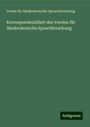 Verein Für Niederdeutsche Sprachforschung: Korrespondenzblatt des Vereins für Niederdeutsche Sprachforschung, Buch