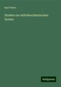 Karl Peters: Studien zur mittelhochdeutschen Syntax, Buch