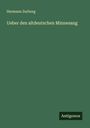 Hermann Zurborg: Ueber den altdeutschen Minnesang, Buch