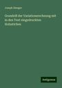 Joseph Dienger: Grundriß der Variationsrechnung mit in den Text eingedruckten Holzstichen, Buch