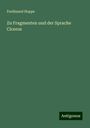 Ferdinand Hoppe: Zu Fragmenten und der Sprache Ciceros, Buch