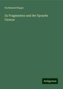 Ferdinand Hoppe: Zu Fragmenten und der Sprache Ciceros, Buch