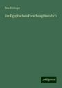 Max Büdinger: Zur Egyptischen Forschung Herodot's, Buch