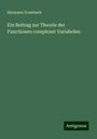 Hermann Frombeck: Ein Beitrag zur Theorie der Functionen complexer Variabelen, Buch