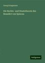 Georg Kriegsmann: Die Rechts- und Staatstheorie des Benedict von Spinoza, Buch