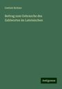 Gottlob Richter: Beitrag zum Gebrauche des Zahlwortes im Lateinischen, Buch