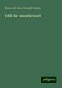 Immanuel Kant: Kritik der reinen Vernunft, Buch