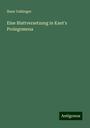 Hans Vaihinger: Eine Blattversetzung in Kant's Prolegomena, Buch