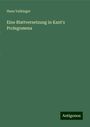 Hans Vaihinger: Eine Blattversetzung in Kant's Prolegomena, Buch