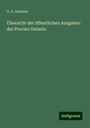 G. S. Jackson: Übersicht der öffentlichen Ausgaben der Provinz Ontario, Buch