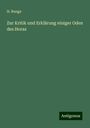 H. Runge: Zur Kritik und Erklärung einiger Oden des Horaz, Buch