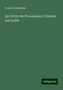 Franz Lichtenstein: Zur Kritik des Prosaromans Tristrant und Isalde, Buch