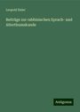 Leopold Eisler: Beiträge zur rabbinischen Sprach- und Alterthumskunde, Buch