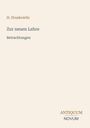 Text: H. Druskowitz, Zur neuen Lehre, Betrachtungen, ANTIQUUM NOVUM. Cremefarbener Hintergrund, minimalistisches Design.