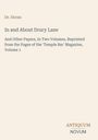Text: "Dr. Doran, In and About Drury Lane, And Other Papers, Volume 1. ANTIQUUM NOVUM." Beigefarbener Hintergrund.