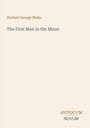 Text: "Herbert George Wells, The First Men in the Moon, ANTIQUUM NOVUM". Beigefarbener Hintergrund, minimalistisches Design.