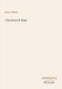 "Oscar Wilde, The Soul of Man," unten rechts: "ANTIQUM NOVUM." Schlichtes, minimalistisches Design auf hellem Hintergrund.