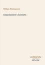 Text: "William Shakespeare, Shakespeare's Sonnets, ANTIQUUM NOVUM". Schlichtes, elegantes Design auf hellem Hintergrund.