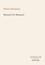 Text: "William Shakespeare - Measure for Measure - ANTIQUUM NOVUM". Beige Hintergrund, schlichtes Design.