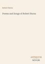Text: "Poems and Songs of Robert Burns" und "ANTIQUM NOVUM". Schlichtes Design, beige Hintergrund.