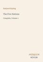 Rudyard Kipling, The Five Nations, Complete, Volume 1. Unten rechts steht Antiquum Novum. Cremefarbener Hintergrund.