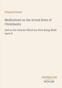 François Guizot, "Meditations on the Actual State of Christianity". Unten rechts "ANTIQUM NOVUM". Beige Hintergrund.