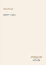 Text: "Mark Twain", "Merry Tales", "ANTIQUM NOVUM". Minimalistisches, elegantes Design, cremefarbener Hintergrund.