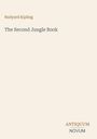 Text: "Rudyard Kipling", "The Second Jungle Book", "ANTIQUM NOVUM". Schlichtes Design auf beigem Hintergrund.