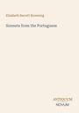 Text: "Elizabeth Barrett Browning, Sonnets from the Portuguese." Unten rechts: "ANTIQUM NOVUM." Heller Hintergrund.