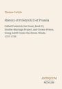 Text über Friedrich II.: Buch VI, Doppelheiratsprojekt, Kronprinz. Oben Autorenname, unten Antiquum Novum Logo.