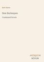 Text: "Bret Harte, New Burlesques, Condensed Novels, ANTIQUUM NOVUM". Schlichtes Design mit heller Hintergrundfarbe.