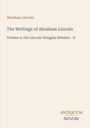 Abraham Lincoln's Schriften, Band 4, Lincoln-Douglas Debatten II. Logo: "ANTIQUM NOVUM". Beige Hintergrund.