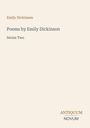 Titel: "Poems by Emily Dickinson, Series Two." Oben mittig ist der Name "Emily Dickinson" in Braun. Unten rechts: "ANTIQUM NOVUM". Beigefarbener Hintergrund.