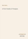 Text: "Bret Harte, A First Family of Tasajara, ANTIQUUM NOVUM". Einfache Gestaltung mit hellem Hintergrund.