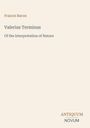 Text: "Francis Bacon, Valerius Terminus, Of the Interpretation of Nature, ANTIQUUM NOVUM". Heller Hintergrund, minimalistisches Design.