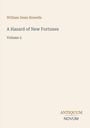 "William Dean Howells, A Hazard of New Fortunes, Volume 5. Antiquum Novum Logo." Einfache, beige Buchcovergestaltung.