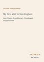 Titel: "My First Visit to New England". Autor: William Dean Howells. Unten: "ANTIQUM NOVUM". Schlichtes, elegantes Design.