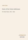 Titel: "State of the Union Addresses". Autor: John Tyler. Unten rechts: "ANTIQUM NOVUM". Minimalistisches Design auf einem hellen Hintergrund.