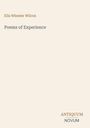 Text: "Ella Wheeler Wilcox, Poems of Experience, ANTIQUUM NOVUM". Schlichtes Design mit diagonaler Schriftanordnung.