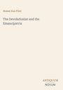 Text: "Homer Eon Flint. The Devolutionist and the Emancipatrix. ANTIQUUM NOVUM." Schlichtes, beiges Buchcover-Design.