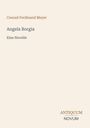 Text: "Conrad Ferdinand Meyer, Angela Borgia, Eine Novelle, ANTIQUUM, NOVUM". Beige Hintergrund, eleganter Schriftstil.