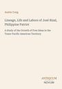 Text: "Austin Craig. Lineage, Life and Labors of José Rizal, Philippine Patriot. A Study of the Growth of Free Ideas in the Trans-Pacific American Territory." Logo: "ANTIQUM NOVUM". Hintergrund: Hellbeige.