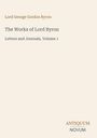 "Lord George Gordon Byron" und "The Works of Lord Byron: Letters and Journals, Volume 1". Unten rechts "ANTIQUM NOVUM".