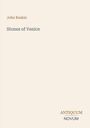 Text: "John Ruskin", "Stones of Venice", "Antiquum Novum". Minimalistisches Design mit klarer Typografie.