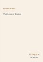 Text: "Richard de Bury", "The Love of Books", "ANTIQUM NOVUM". Beigefarbener Hintergrund, minimalistisches Design.