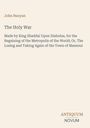 Text: "John Bunyan, The Holy War..." Unten rechts "ANTIQUM NOVUM". Einfache, cremefarbene Hintergrundgestaltung.